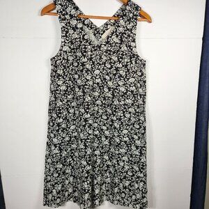 Loft Sleeveless Floral Black and White Mini Dress Size XS